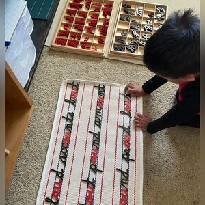 Montessori Small Movable Cursive Alphabet Black & Red with Rug/Mat Set
